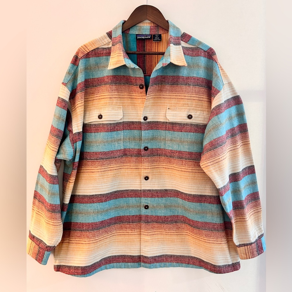 Patagonia Striped Organic Cotton Button Up Shirt XXL Portugal Heavyweight - Picture 3 of 11